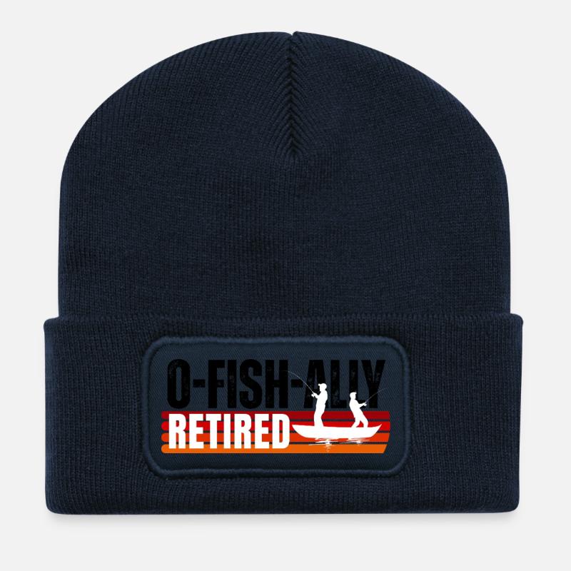 Pensionierter Angler auf Sunset Boat - Recycelte Patch Beanie - French Navy