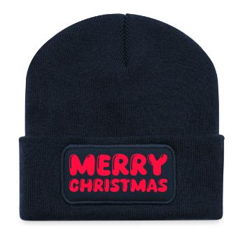 Frohe Weihnachten Bubblige Schrift - Recycelte Patch Beanie - French Navy - Vorne