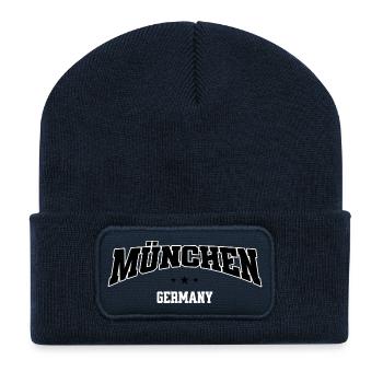 Munich Germany Vintage College Design - Recycled Patch Beanie - french navy - Front