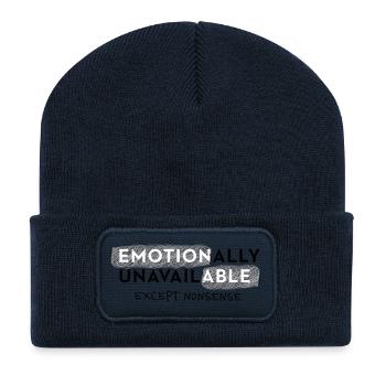 Emotionally Unavailable – Statement Typo - Recycelte Patch Beanie - French Navy - Vorne