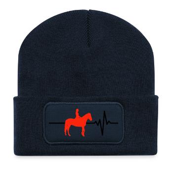 Herzschlag Reiten – Pferd im Blut - Recycelte Patch Beanie - French Navy - Vorne