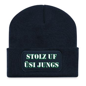 Stolz uf üsi Jungs Fussball Schweiz Design - Recycled Patch Beanie - french navy - Front