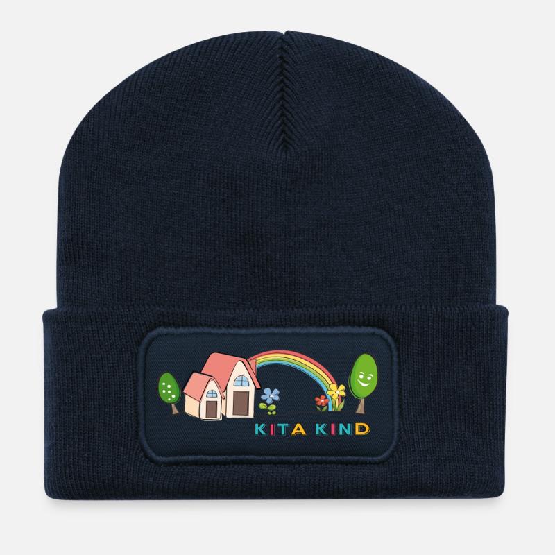 Kita Kind Regenbogen - Recycelte Patch Beanie - French Navy