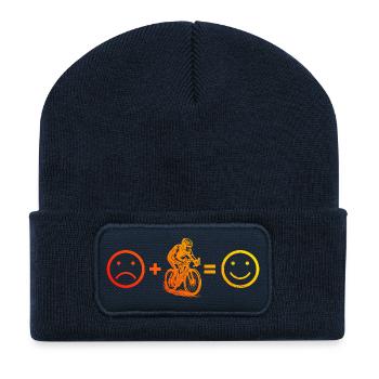Conception de vélo de route vintage pour vélo de route - Beanie recyclé à patch - bleu marine - Devant