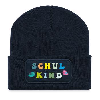 Schulkind  - Recycelte Patch Beanie - French Navy - Vorne
