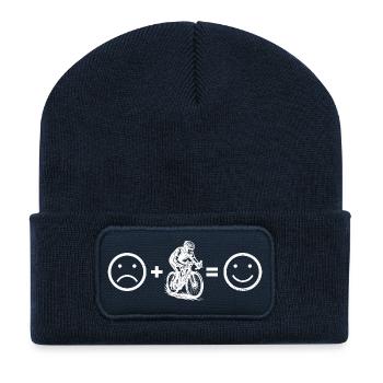 Conception de vélo de route compact pour vélo de route - Beanie recyclé à patch - bleu marine - Devant