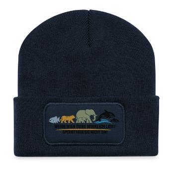 Liberté au lieu de cage - Beanie recyclé à patch - bleu marine - Devant