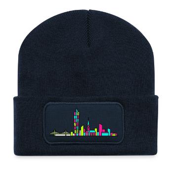 Malmö City Skyline dreht sich Torso Moderne Kunst - Recycelte Patch Beanie - French Navy - Vorne