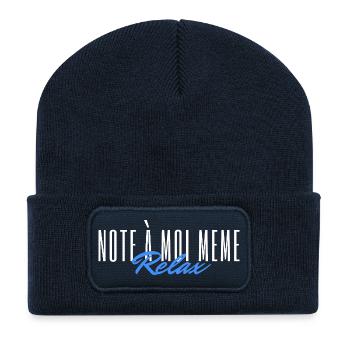Note à moi même Relax - Beanie recyclé à patch - bleu marine - Devant