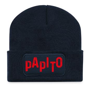Papito Distressed Red Letters - Recycled Patch Beanie - french navy - Front