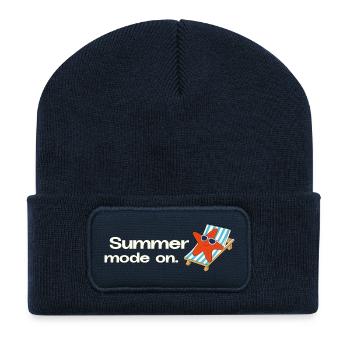 Summer Mode On – Retro Holiday Illustration - Recycled Patch Beanie - french navy - Front