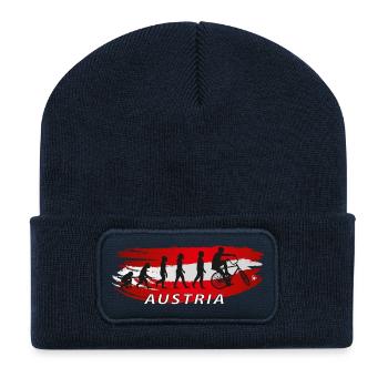 Austria Evolution Fahrradreise - Recycelte Patch Beanie - French Navy - Vorne