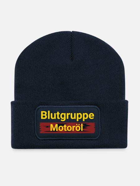 Huile moteur de groupe sanguin - Beanie recyclé à patch - bleu marine