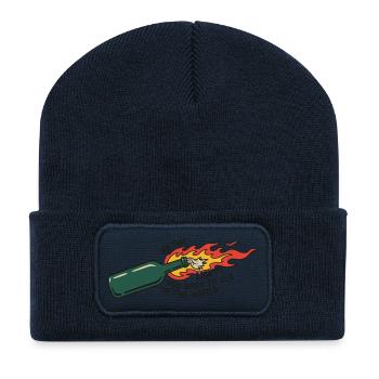 Flaming Bottle Be The Light - Recycled Patch Beanie - french navy - Front
