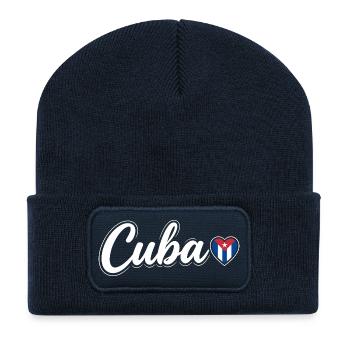 Kuba-Drehbuch mit Flaggenherz-Fan Patriotisch - Recycelte Patch Beanie - French Navy - Vorne