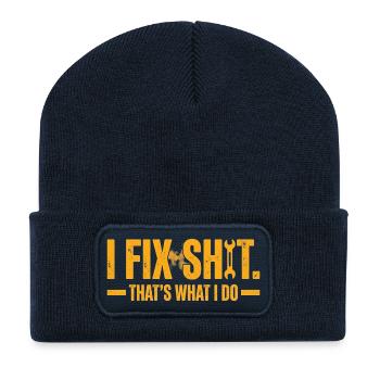 i fix shit thats what i do - Recycled Patch Beanie - french navy - Front