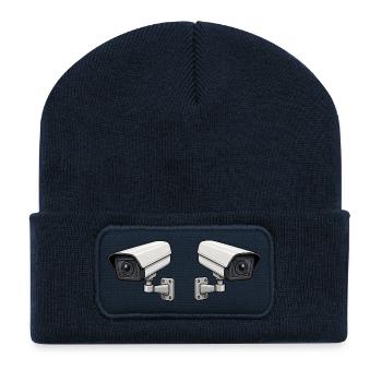 Doppelkamera Überwachungskunst - Recycelte Patch Beanie - French Navy - Vorne