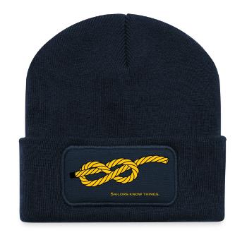 Eight Knots - Capitaine de navire à nœuds en ancre à voile - Beanie recyclé à patch - bleu marine - Devant