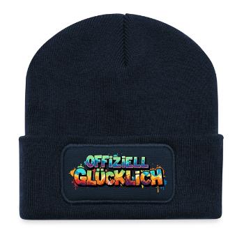 Offiziell Glücklich Version 2 - Recycelte Patch Beanie - French Navy - Vorne