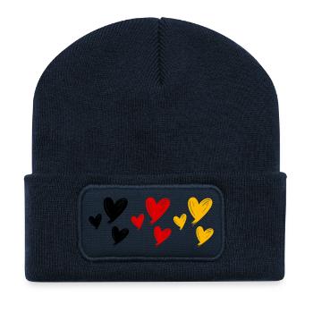Deutschland Herzen - Recycelte Patch Beanie - French Navy - Vorne