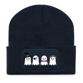 Quatre silhouettes fantômes amicales - Beanie recyclé à patch - bleu marine - Devant