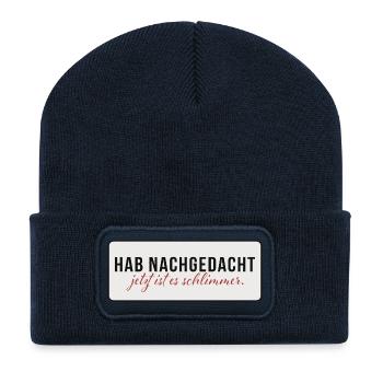 Hab nachgedacht – Jetzt ist es schlimmer - Recycelte Patch Beanie - French Navy - Vorne