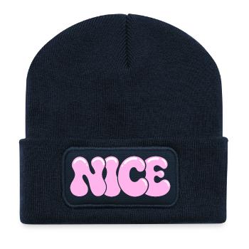 Schöne pastellrosa Bläschen - Recycelte Patch Beanie - French Navy - Vorne
