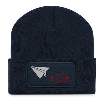 Herzflug Papierflieger - Recycelte Patch Beanie - French Navy - Vorne