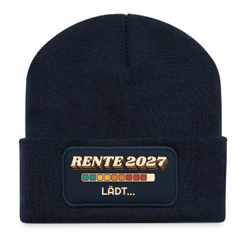 Rente 2027 lädt - Retro Ladebalken - Recycelte Patch Beanie - French Navy - Vorne
