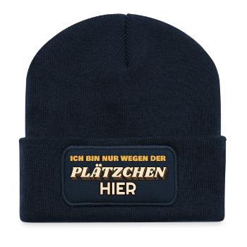 Nur wegen der Plätzchen hier - Weihnachten Retro - Recycelte Patch Beanie - French Navy - Vorne