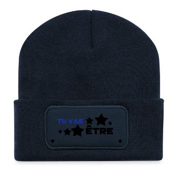 tu vas être ajoute ton mot - Beanie recyclé à patch - bleu marine - Devant