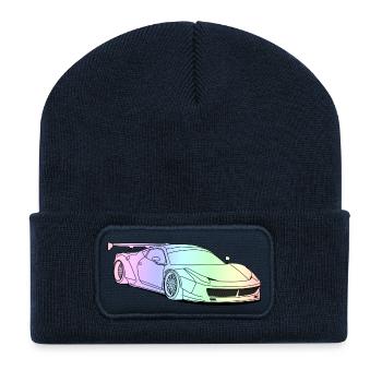 custom car colourful - Beanie recyclé à patch - bleu marine - Devant