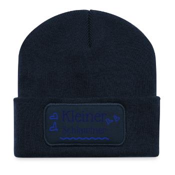 Kleiner Schlawiner Kinder Baby Geschenk Idee - Recycelte Patch Beanie - French Navy - Vorne