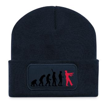 Évolution de zombi (deux couleurs) - Beanie recyclé à patch - bleu marine - Devant