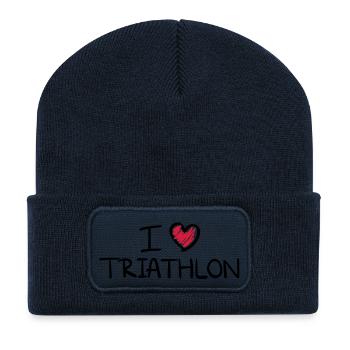i_love_triathlon__f2 - Beanie recyclé à patch - bleu marine - Devant