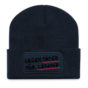 Oaschleiwand 2 - Recycelte Patch Beanie - French Navy - Vorne