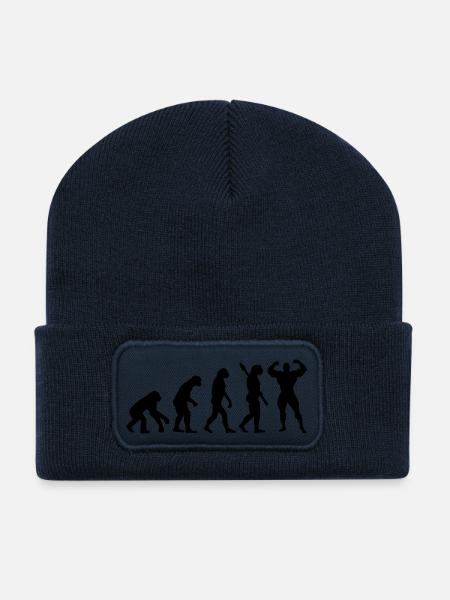 Evolution of Bodybuilder - Beanie recyclé à patch - bleu marine