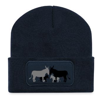 2 children baby child little boy family mom pap - Recycled Patch Beanie - french navy - Front
