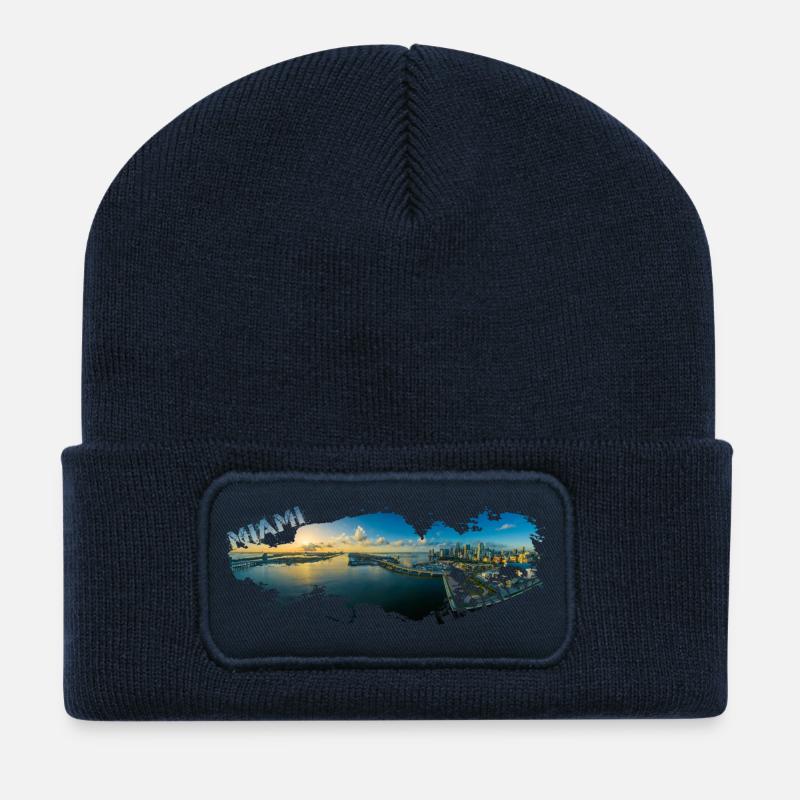 Miami Florida Splash - Recycled Patch Beanie - french navy