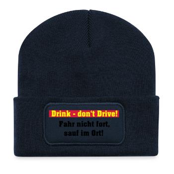 Party Shirt , Drink ... sauf im Ort (25) - Recycelte Patch Beanie - French Navy - Vorne
