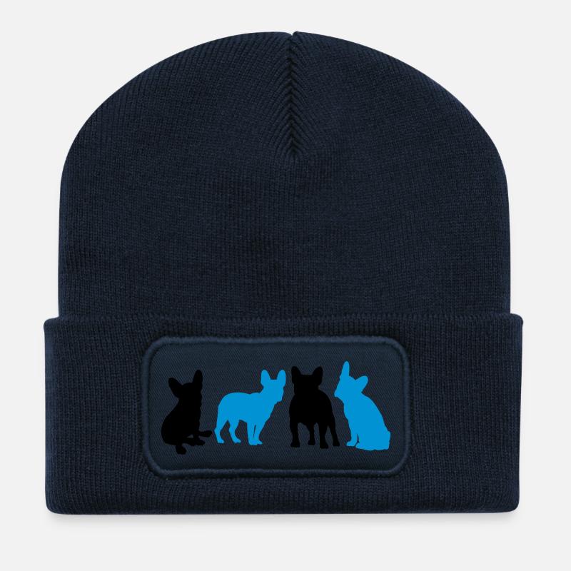 Französische Bulldogge - Recycelte Patch Beanie - French Navy