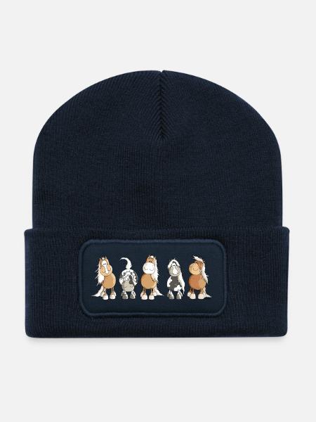 Funny Horses - Horse - Recycled Patch Beanie - french navy