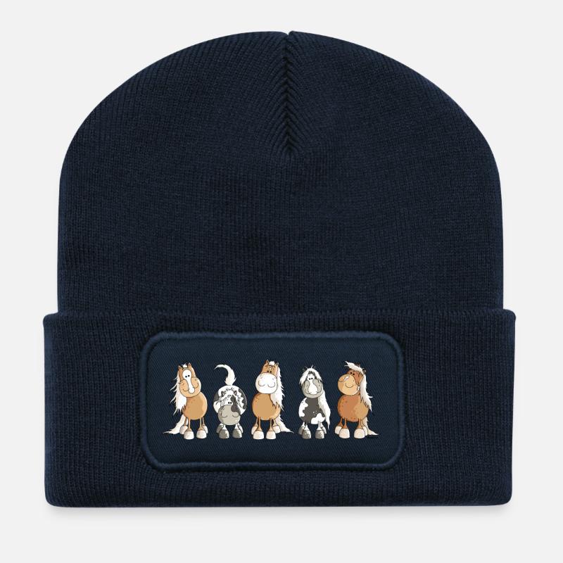 Funny Horses - Horse - Recycled Patch Beanie - french navy