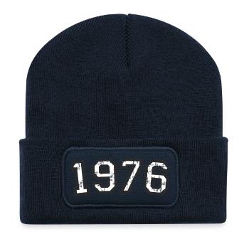 Né en 1976 Anniversaire Année - Beanie recyclé à patch - bleu marine - Devant