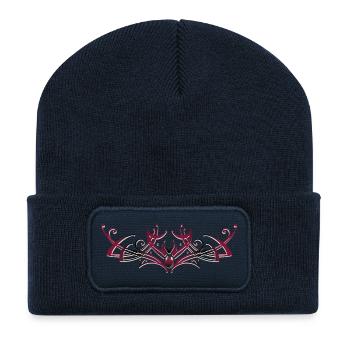 Filigranes Tribal mit Edelstein, rot - Recycelte Patch Beanie - French Navy - Vorne
