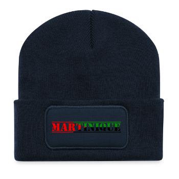 Martinique rouge vert noir - Beanie recyclé à patch - bleu marine - Devant