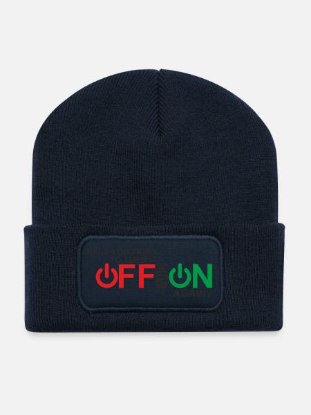 Lebendiges Design der Ein-/Aus-Taste - Recycelte Patch Beanie - French Navy