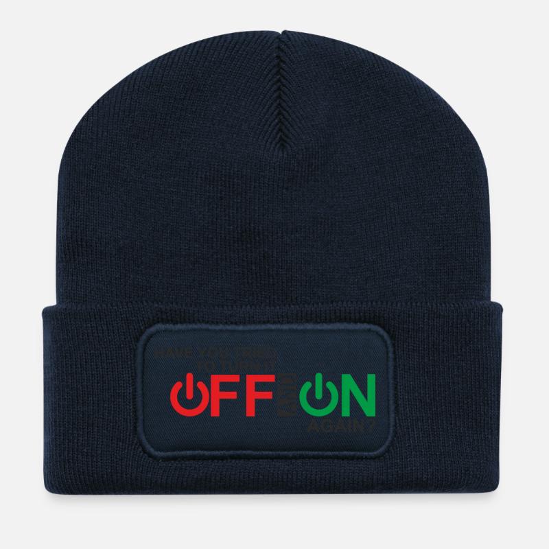 Lebendiges Design der Ein-/Aus-Taste - Recycelte Patch Beanie - French Navy