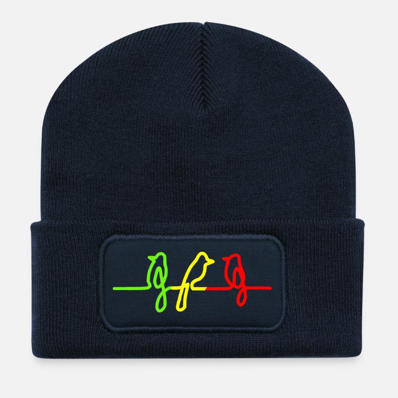 Three little birds Reggae Rasta Jamaica Vogel - Recycelte Patch Beanie - French Navy