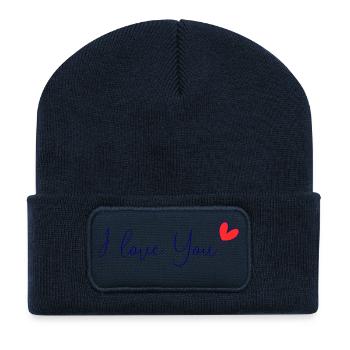 I LOVE YOU. SAINT VALENTIN. JE T'AIME. I LOVE YOU. - Recycled Patch Beanie - french navy - Front
